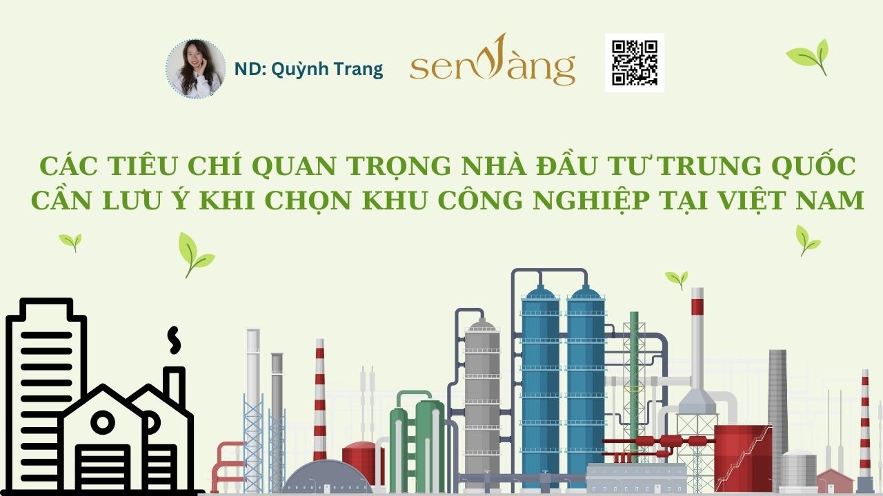 Các tiêu chí quan trọng Nhà đầu tư Trung Quốc khi chọn khu công nghiệp Việt Nam